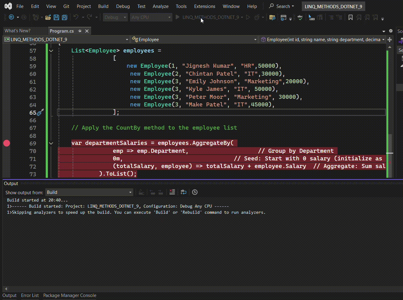 AggregateBy method in Dot Net 9