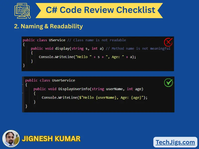 Proper Naming and Readable Code Guidelines in C# for Maintainable Development